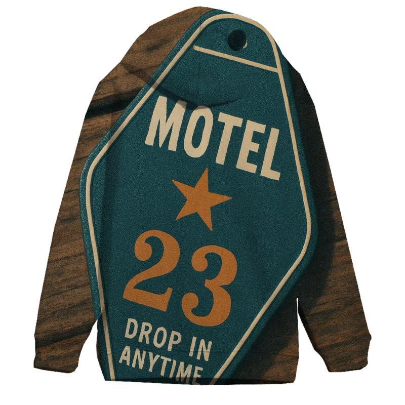 Classic Roadside Motel Key Tag Design graphic hoodies