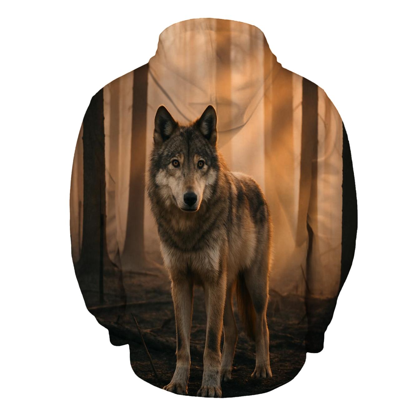 Timber Wolf At Forest Fire Edge designer hoodies