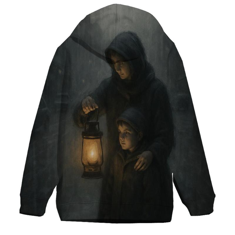 Lantern In The Rain Her Warmth In A Storm Filled Childhood premium hoodies