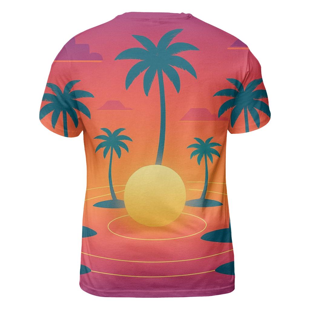 Orbiting Palm Mirage artistic all-over print tops