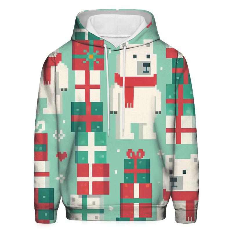 Polar Bear Present Stack Design embroidered hoodies