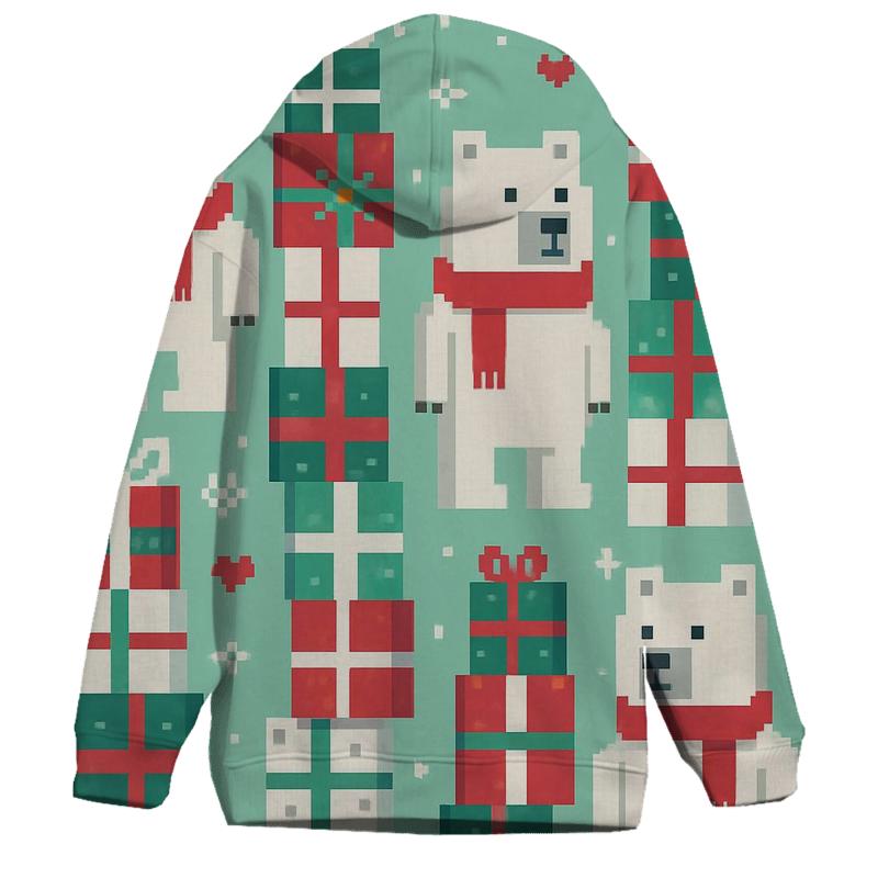 Polar Bear Present Stack Design embroidered hoodies