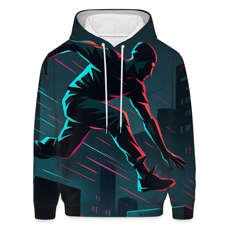 City Night Parkour Run embroidered hoodies