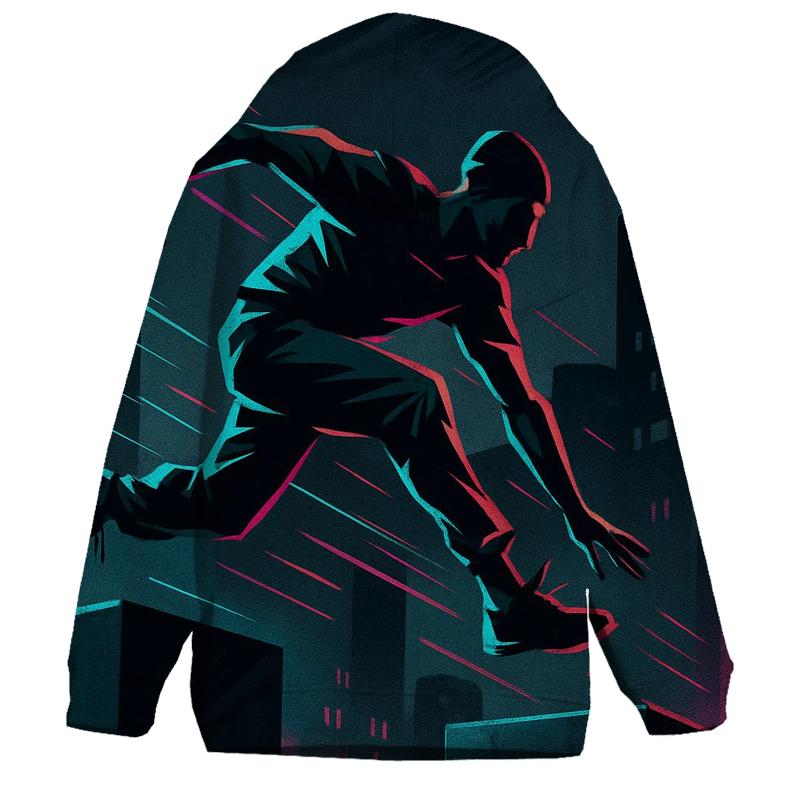 City Night Parkour Run embroidered hoodies