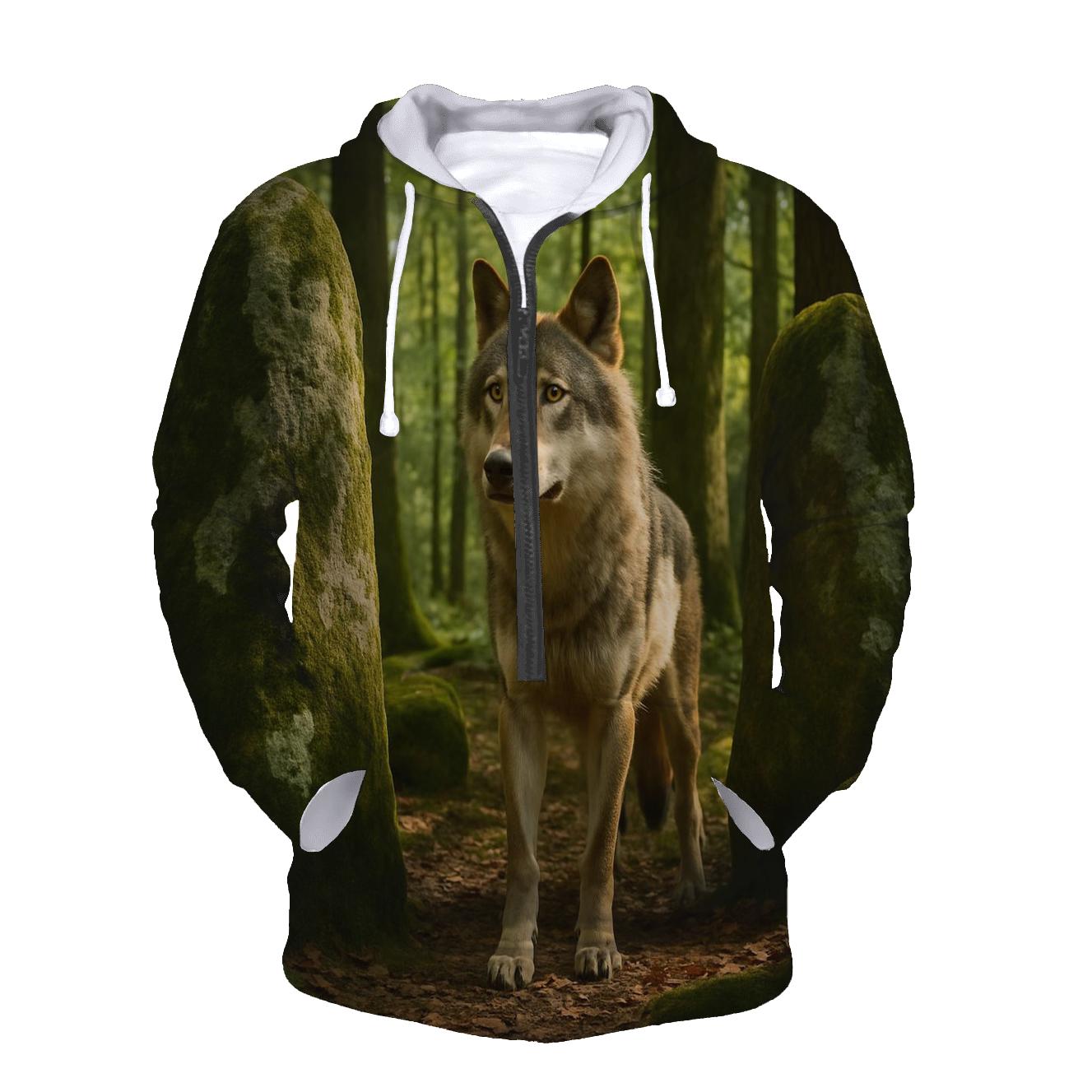 Eurasian Wolf At Ancient Forest Megaliths custom hoodies