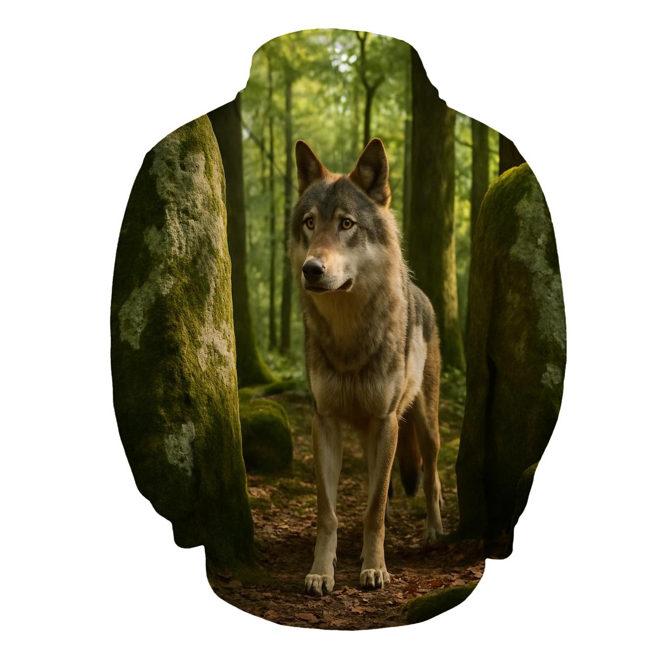 Eurasian Wolf At Ancient Forest Megaliths custom hoodies
