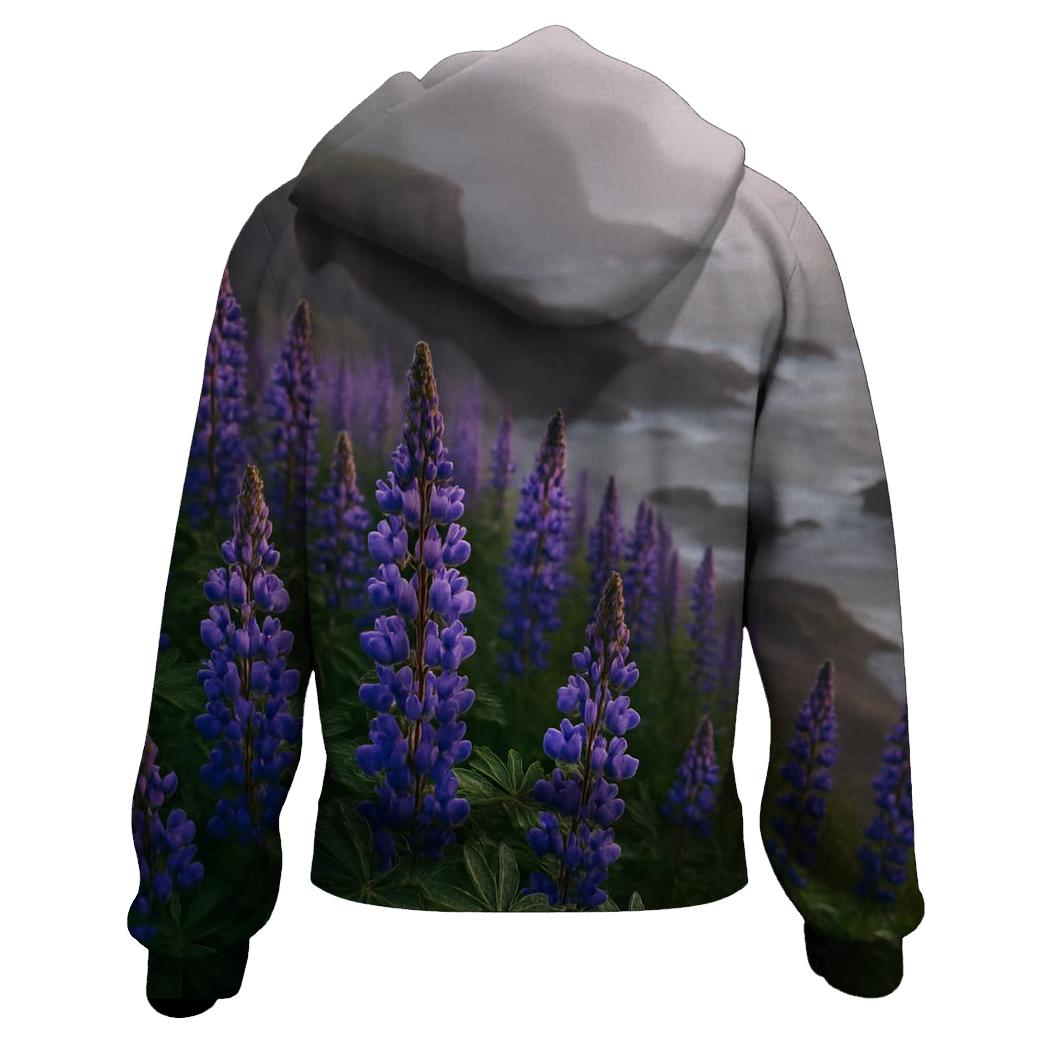 Wild Lupines Along Foggy Coastline custom hoodies