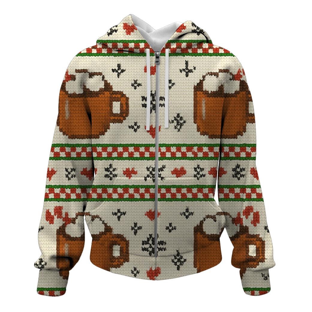Hot Cocoa Mug Stripe Mashup Design lightweight hoodies