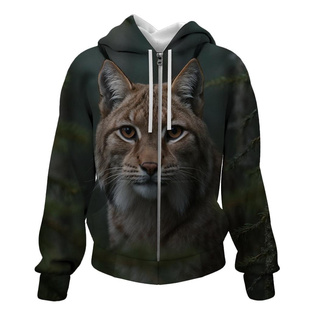 Forest Gaze Eurasian Lynx printed hoodies