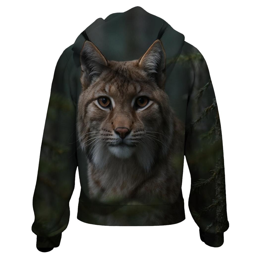 Forest Gaze Eurasian Lynx printed hoodies