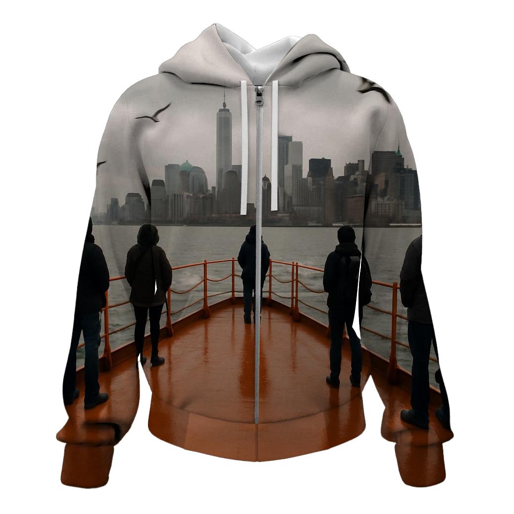 Harbor Ferry Approach To Lower Manhattan premium hoodies