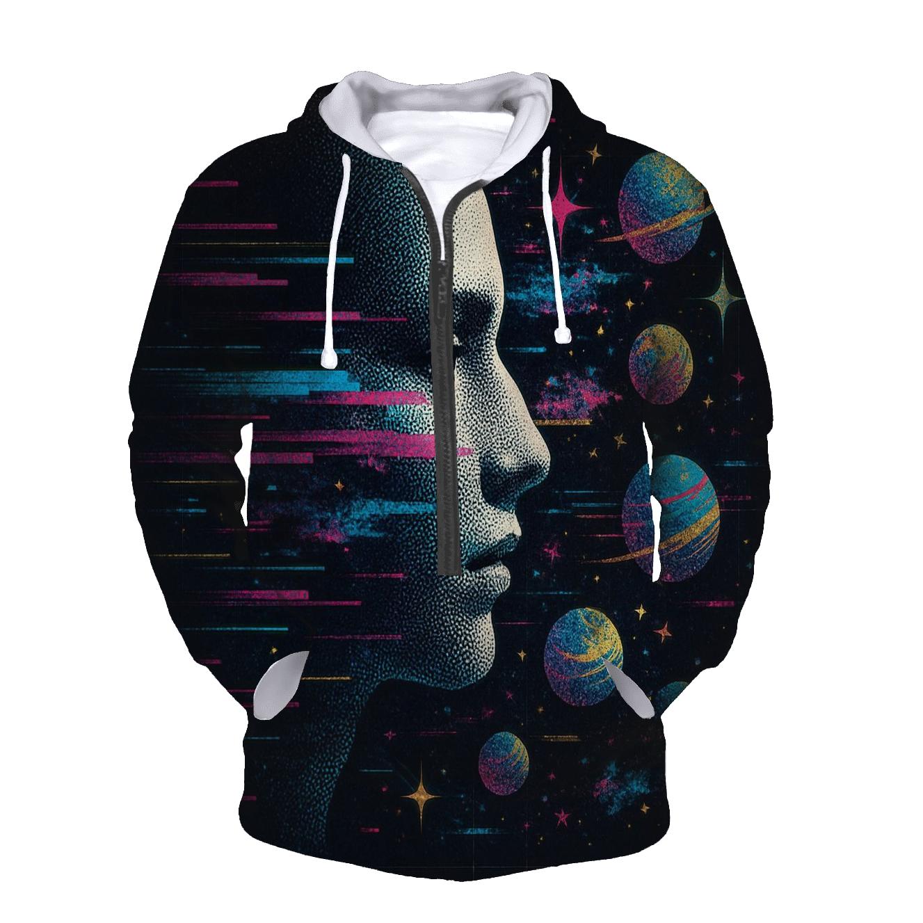 Astral Glitch Portrait graphic hoodies