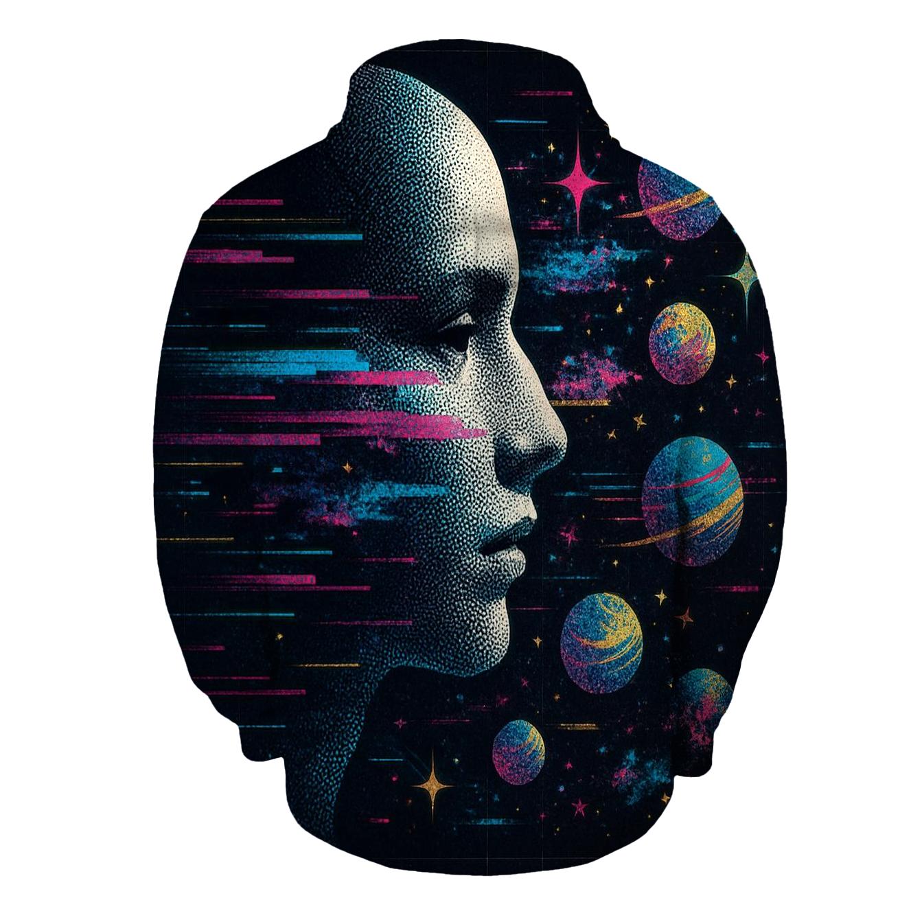Astral Glitch Portrait graphic hoodies