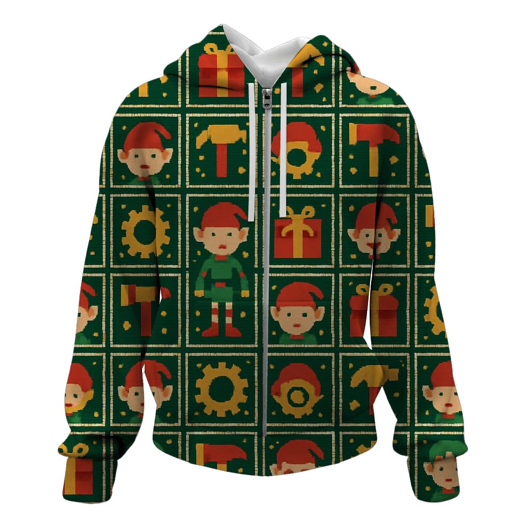 Elves Workshop Gear Grid Design graphic hoodies