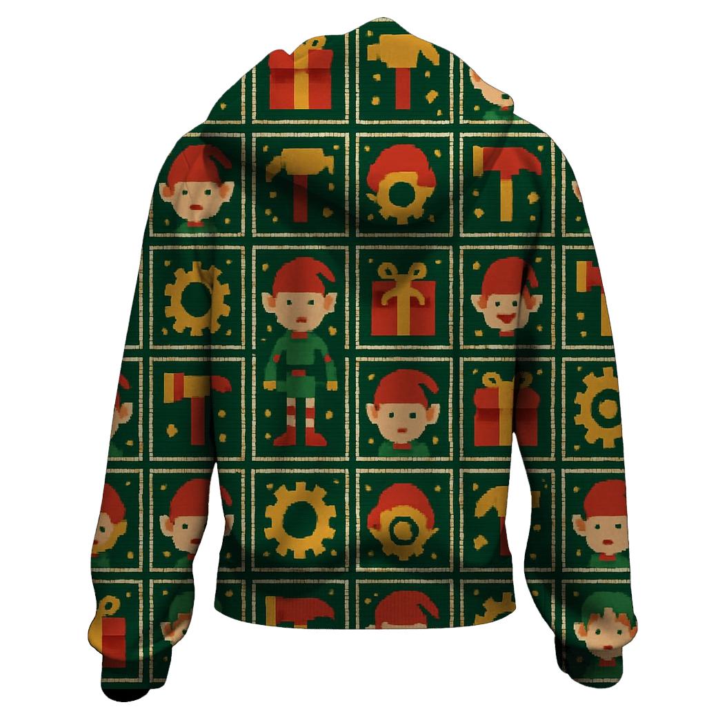 Elves Workshop Gear Grid Design graphic hoodies