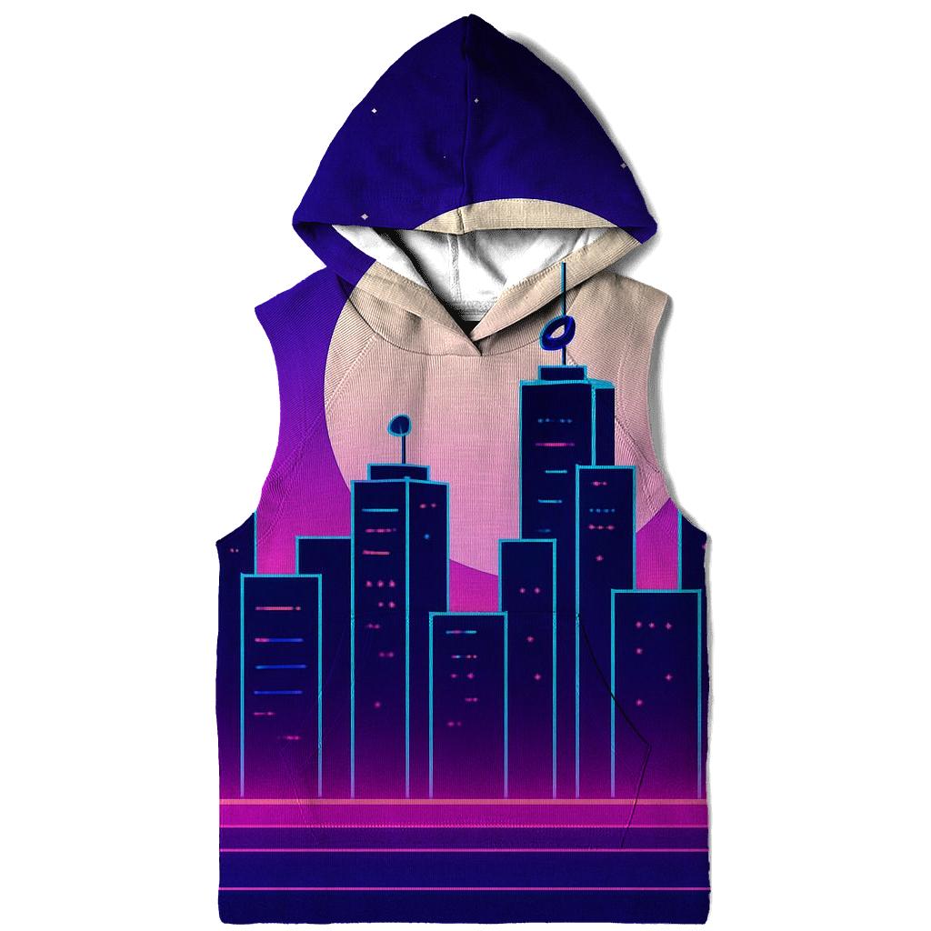 Neon Satellite Skyline designer hoodies