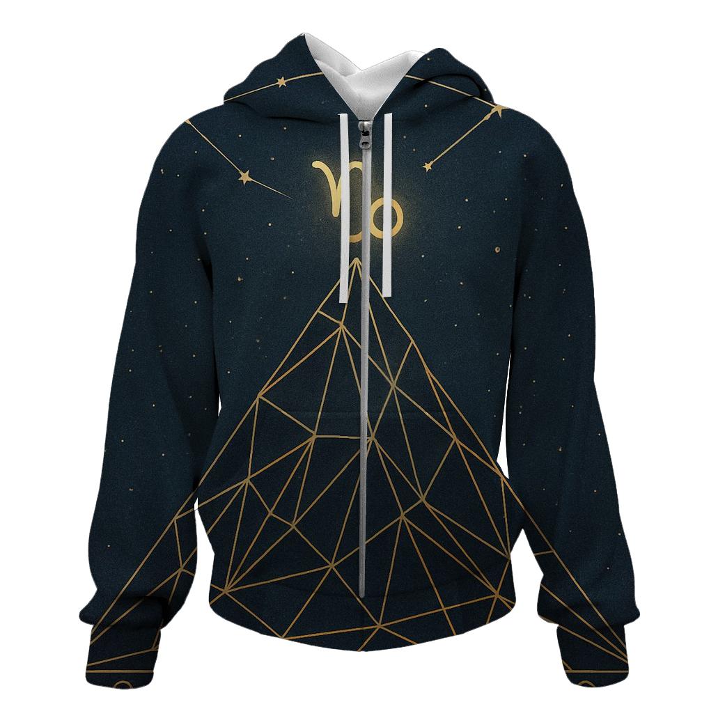 Capricorn Celestial Mountain Grid premium hoodies