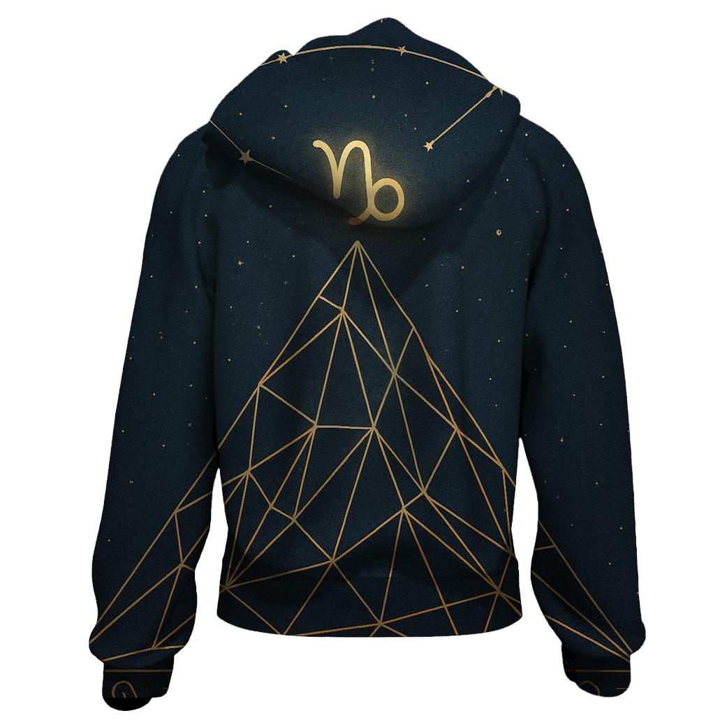 Capricorn Celestial Mountain Grid premium hoodies