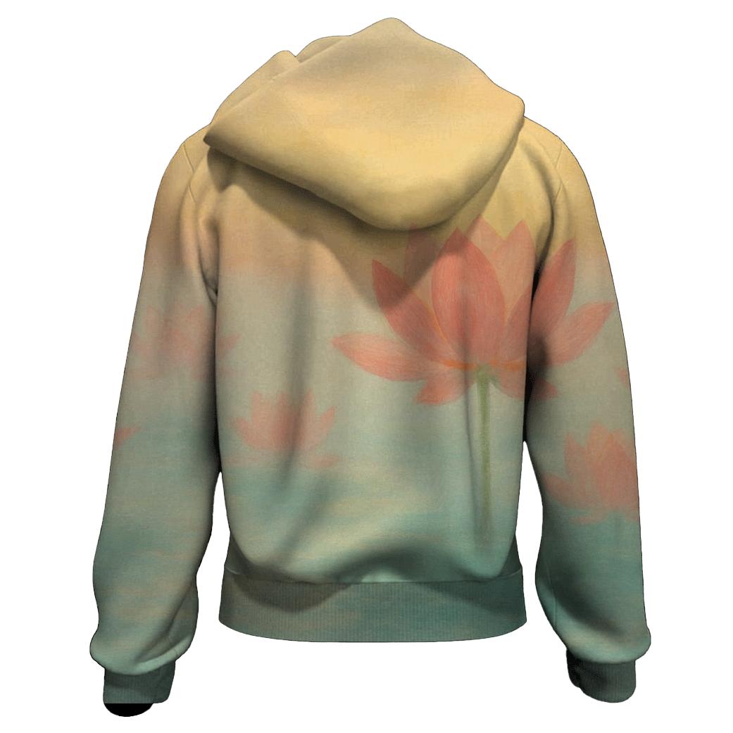 Gentle Dawn Lotus Field embroidered hoodies