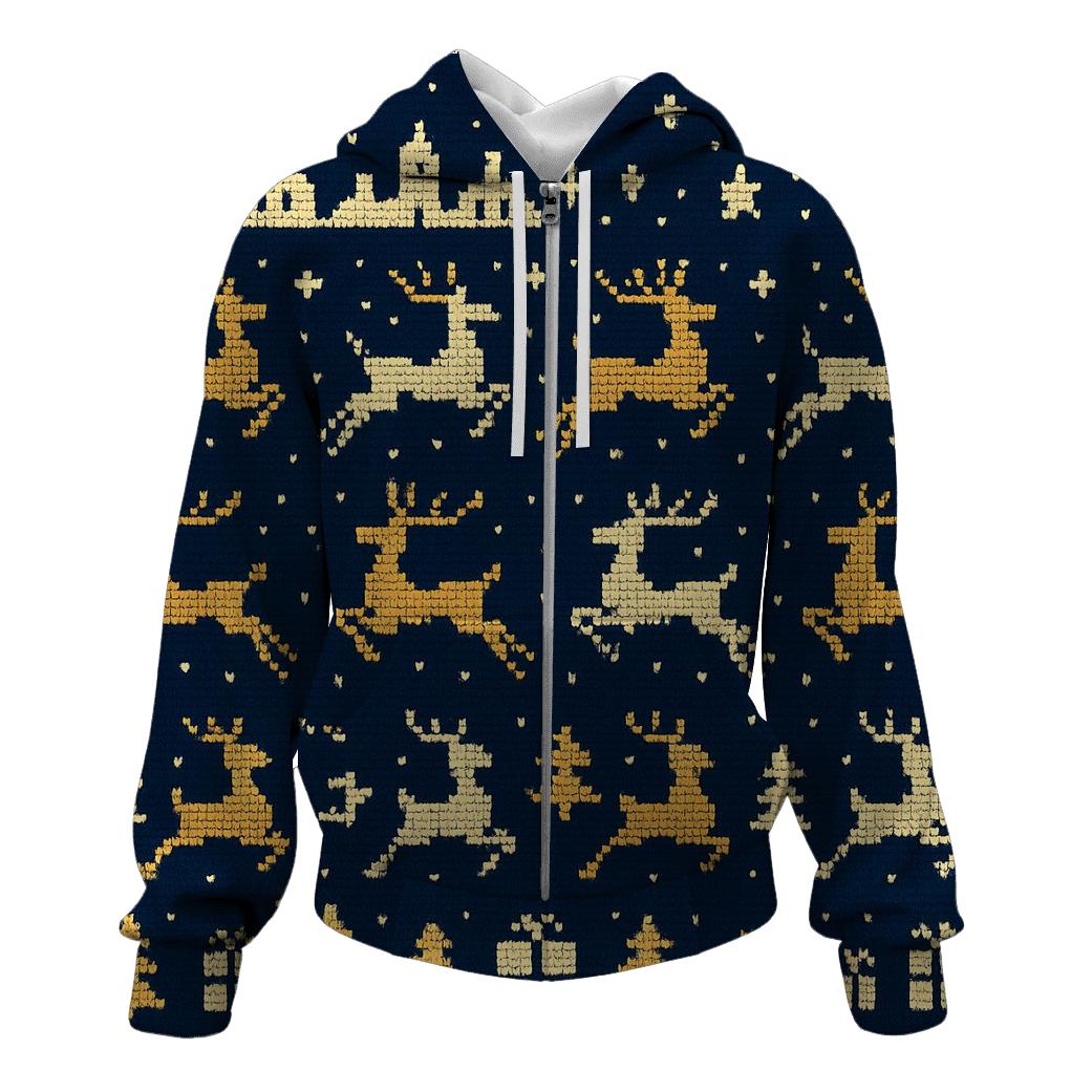 Midnight Reindeer Skyline Bands Design graphic hoodies