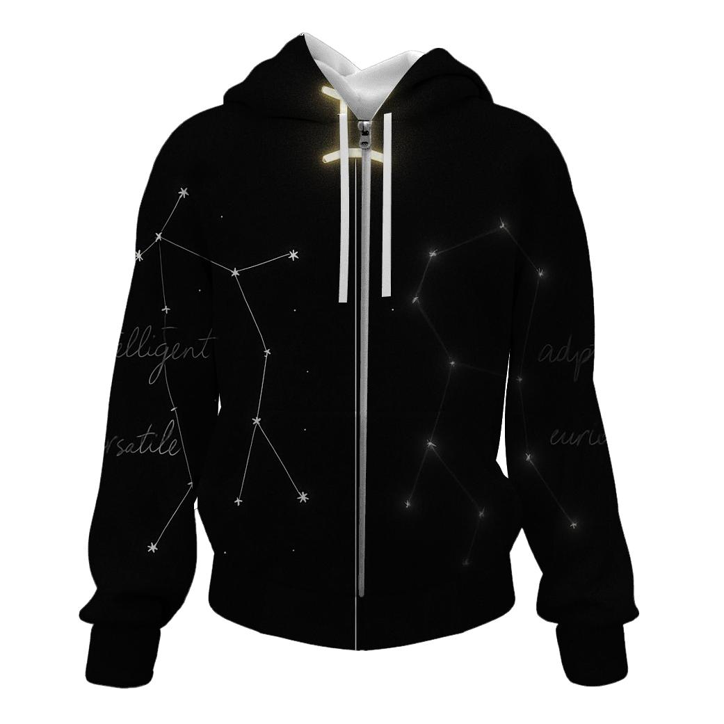 Gemini Dual Constellation Mirror graphic hoodies