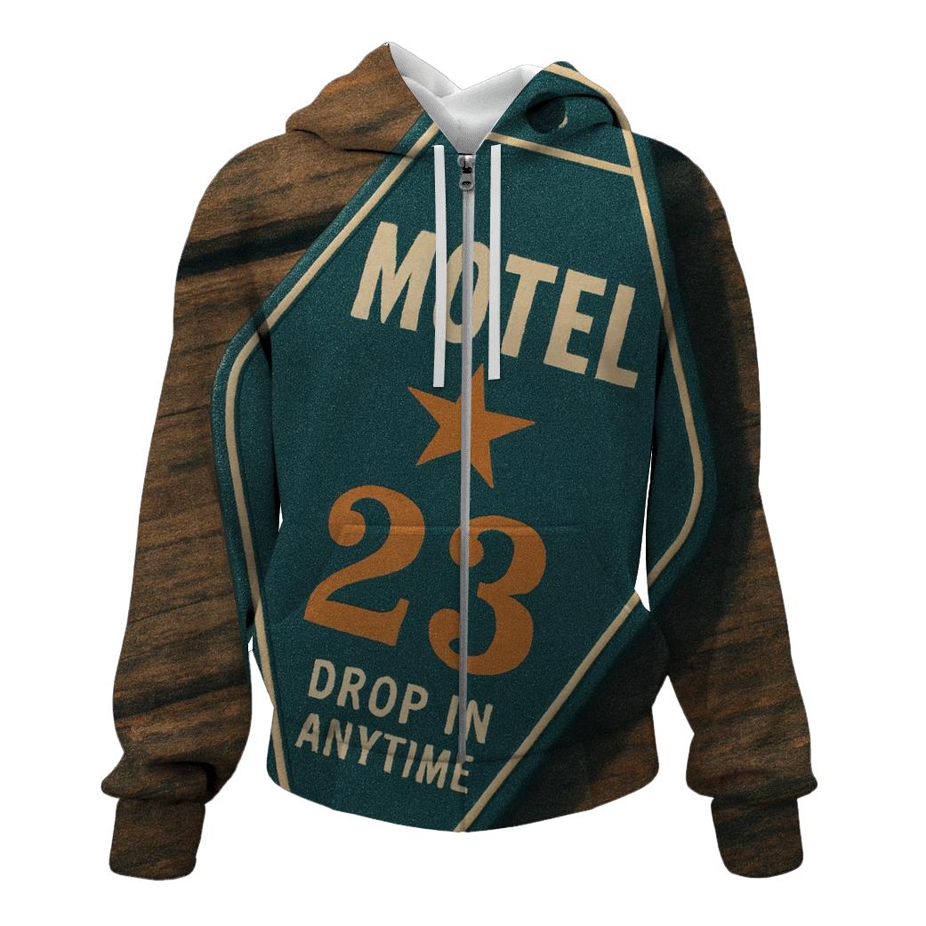 Classic Roadside Motel Key Tag Design printed hoodies