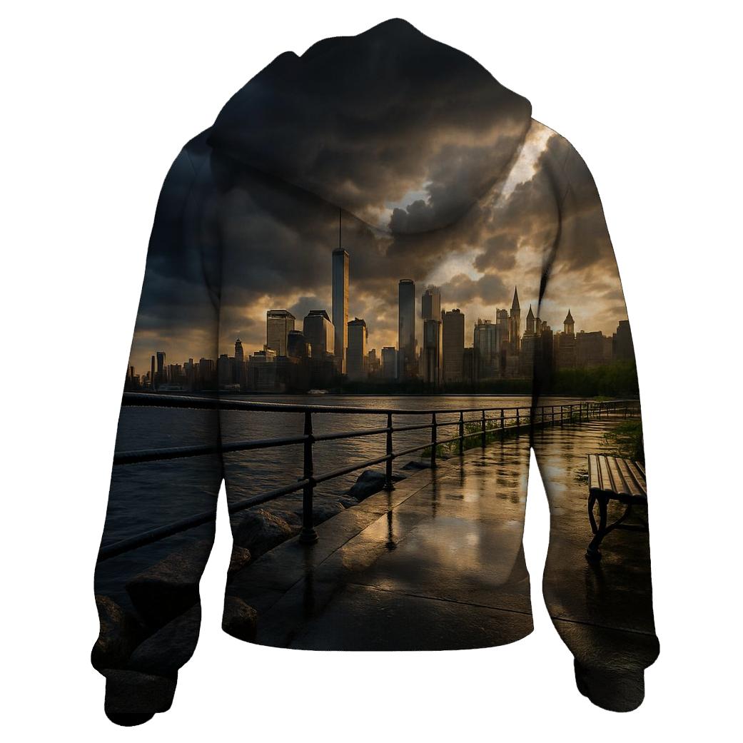Thunderstorm Clearing Over The Bronx Shoreline heavyweight hoodies
