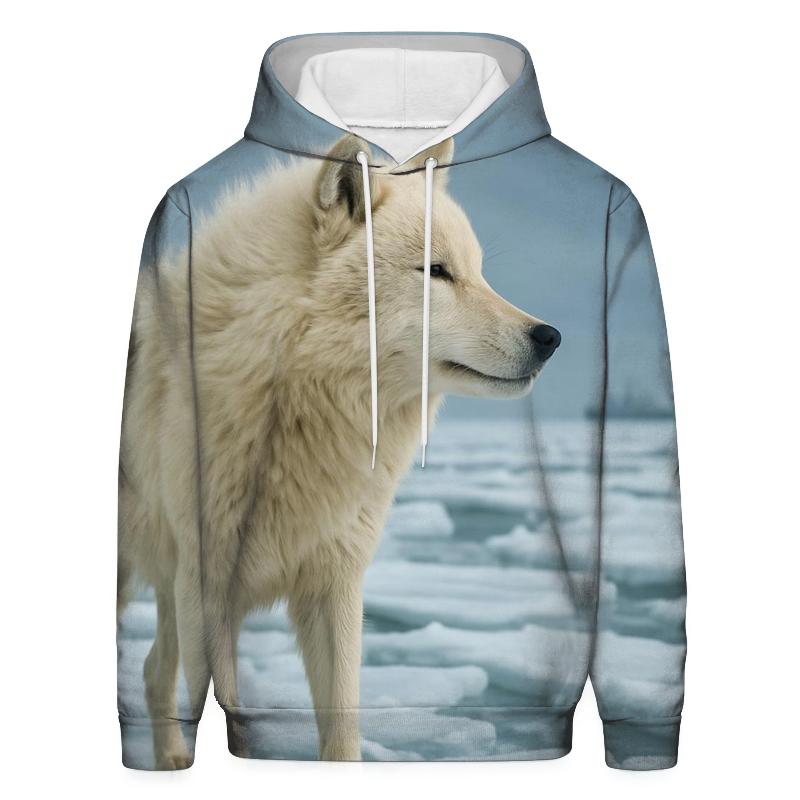 Arctic Wolf On Thawing Sea Ice custom hoodies
