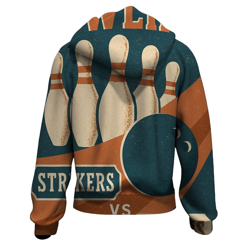 Retro Bowling Alley League Poster printed hoodies