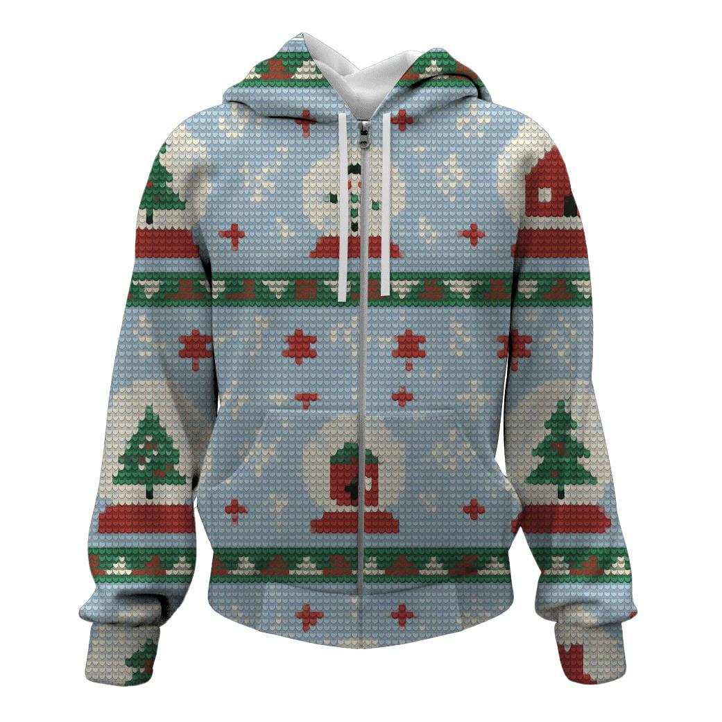 Snow Globe Patchwork Rows Design printed hoodies