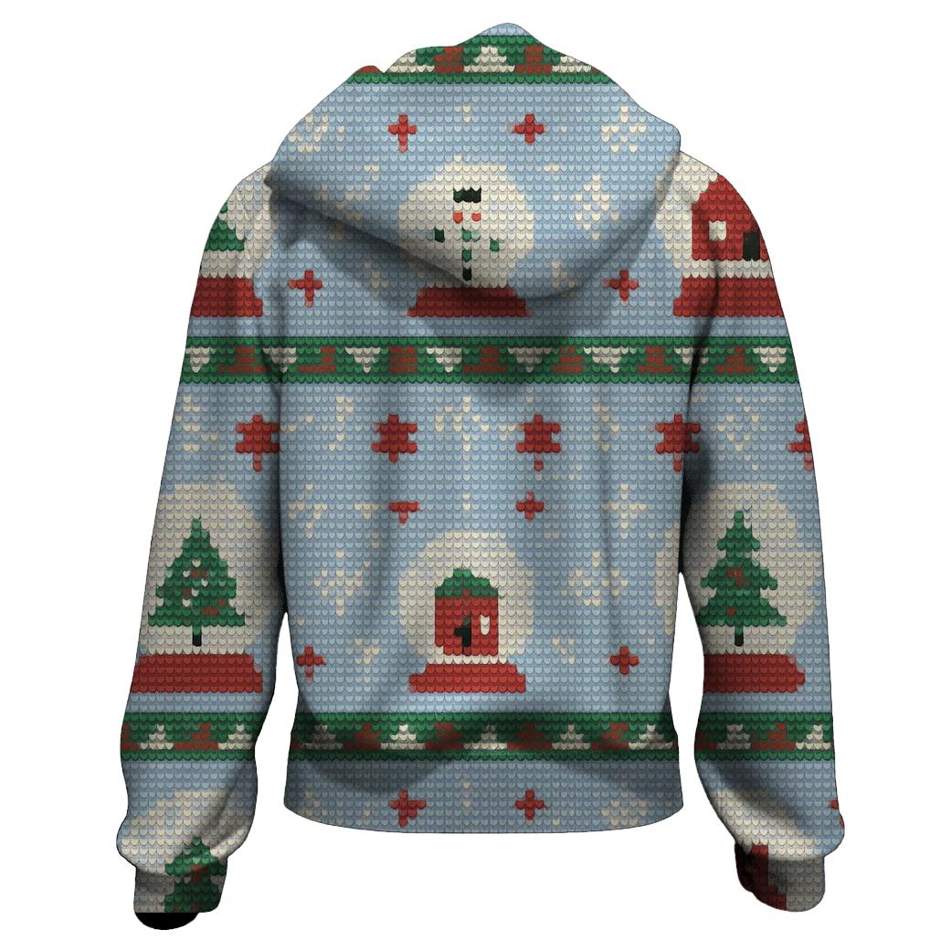 Snow Globe Patchwork Rows Design printed hoodies