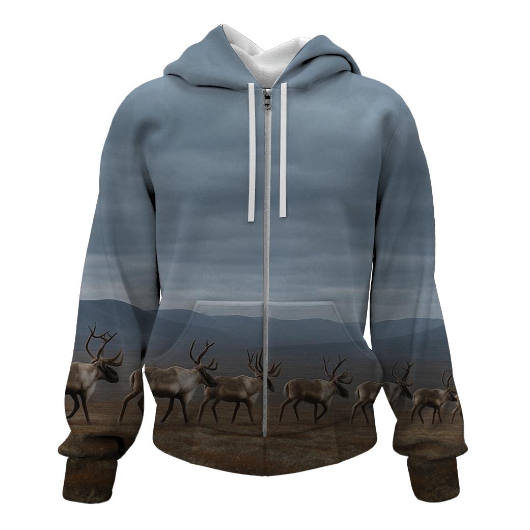 Tundra March Caribou Herd designer hoodies