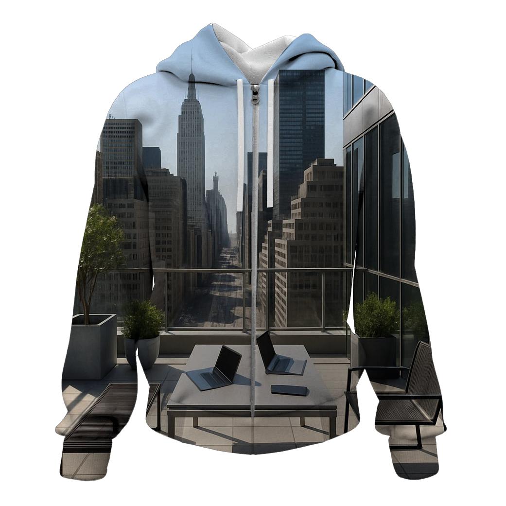Corporate Terrace Overlooking Midtown Canyon graphic hoodies