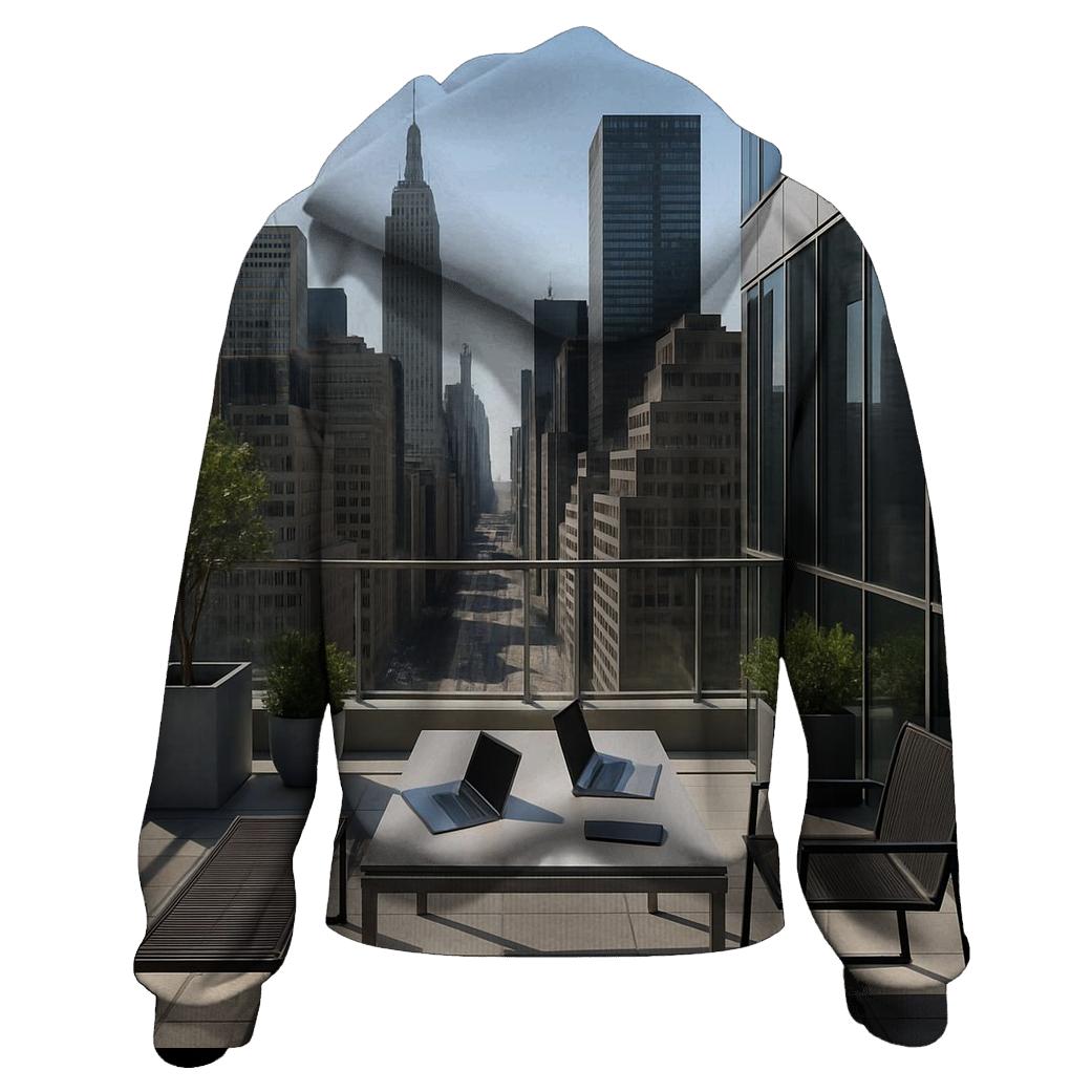 Corporate Terrace Overlooking Midtown Canyon graphic hoodies