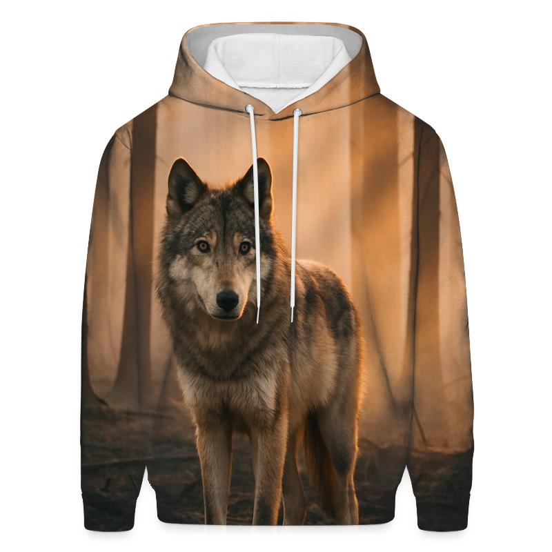 Timber Wolf At Forest Fire Edge premium hoodies