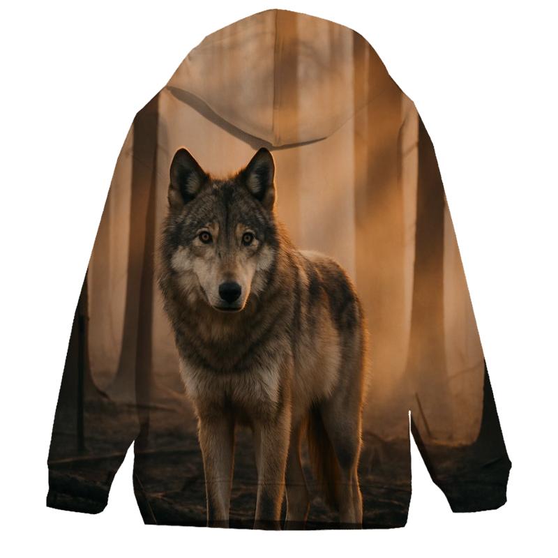 Timber Wolf At Forest Fire Edge premium hoodies