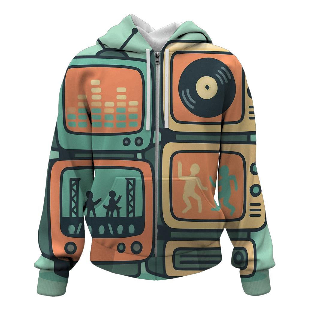 Retro TV Music Channel embroidered hoodies