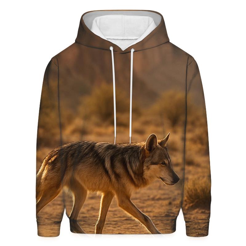 Mexican Wolf Crossing Desert Arroyo designer hoodies