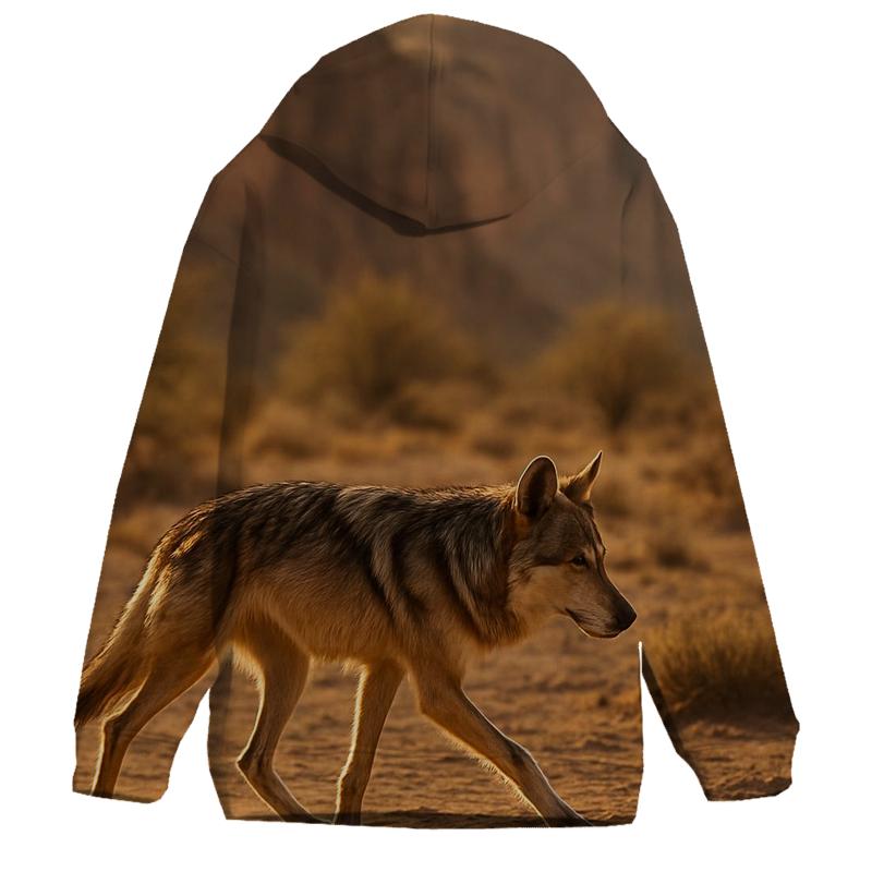 Mexican Wolf Crossing Desert Arroyo designer hoodies