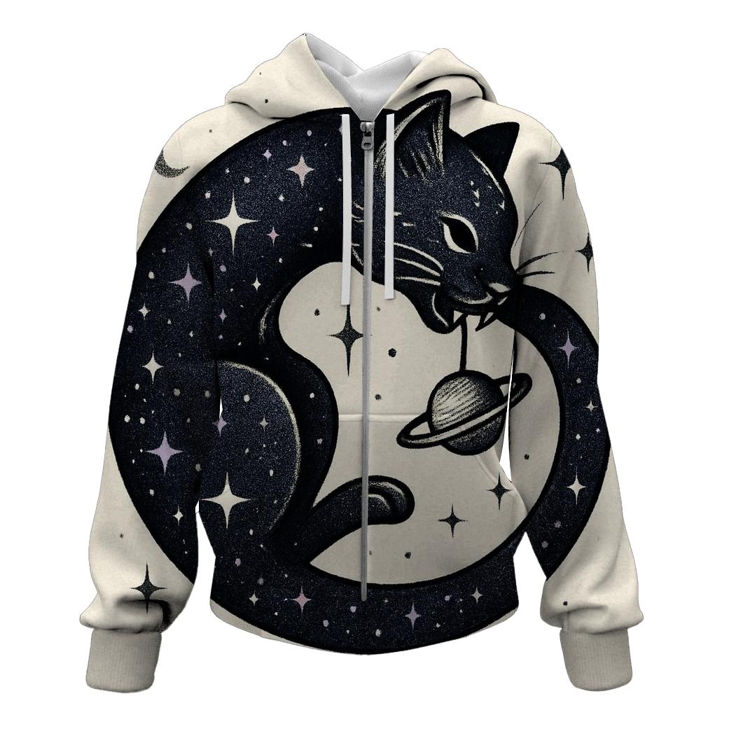 Playful Cosmic Cat Ouroboros hoodie trends
