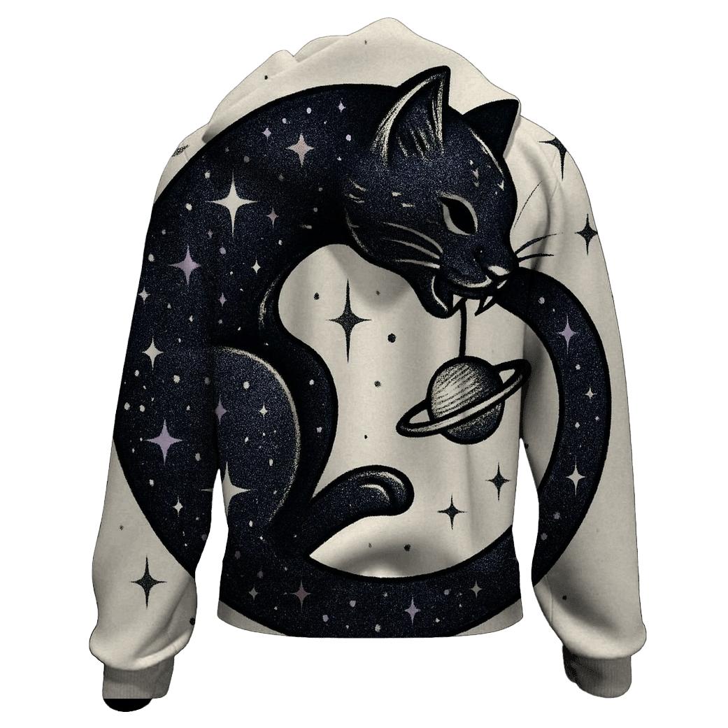 Playful Cosmic Cat Ouroboros hoodie trends