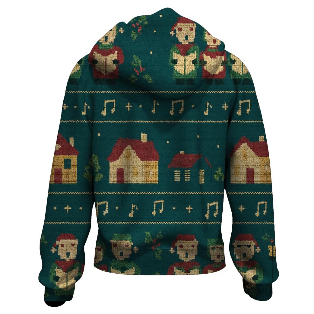 Festive Carolers Village Panel Design hoodie trends