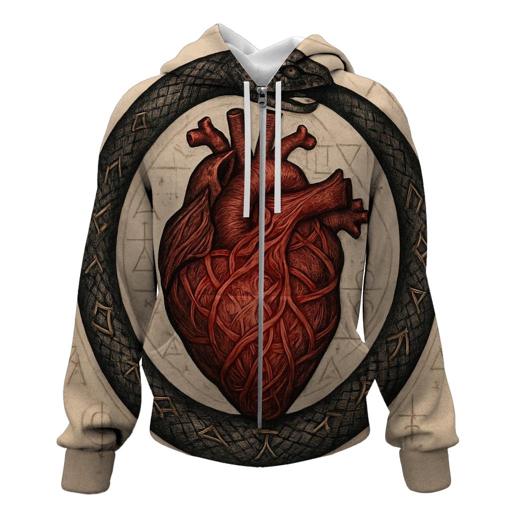 Alchemical Heart Ouroboros embroidered hoodies