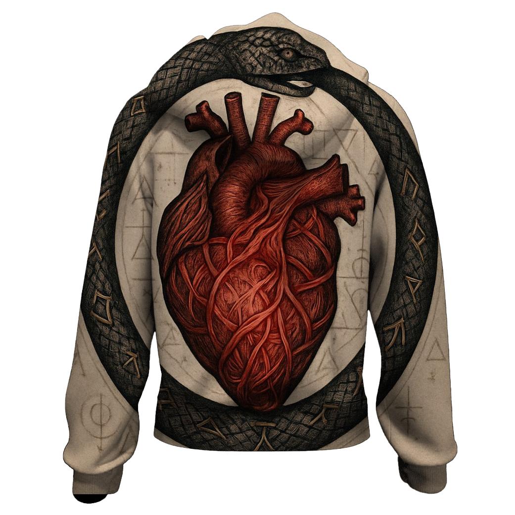 Alchemical Heart Ouroboros embroidered hoodies