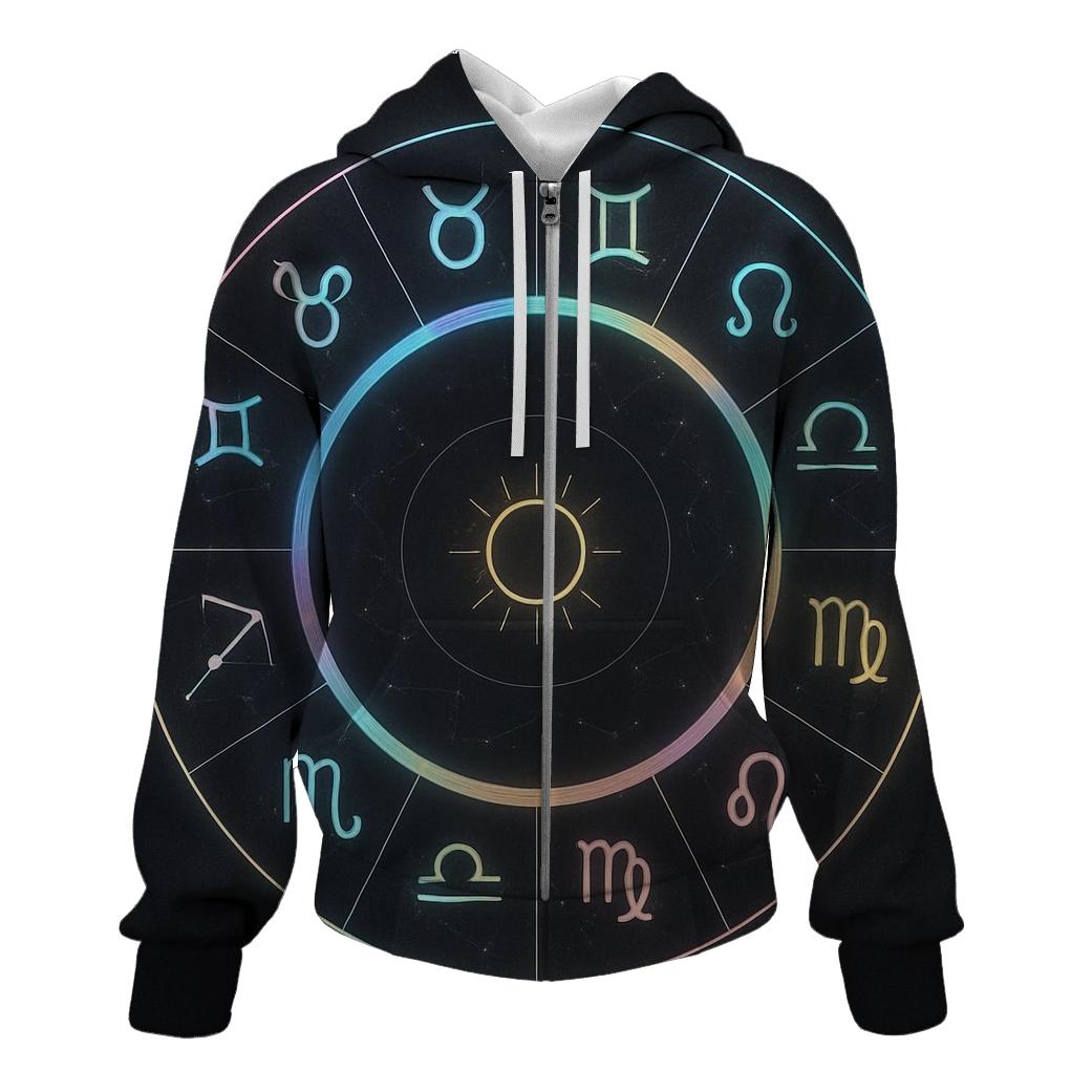 Zodiac Wheel Holographic Orbit premium hoodies