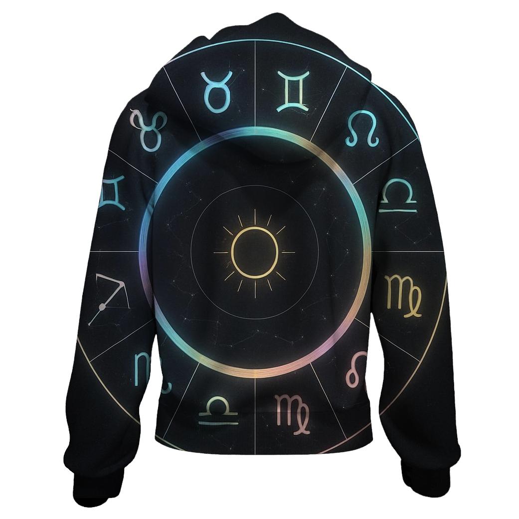 Zodiac Wheel Holographic Orbit premium hoodies