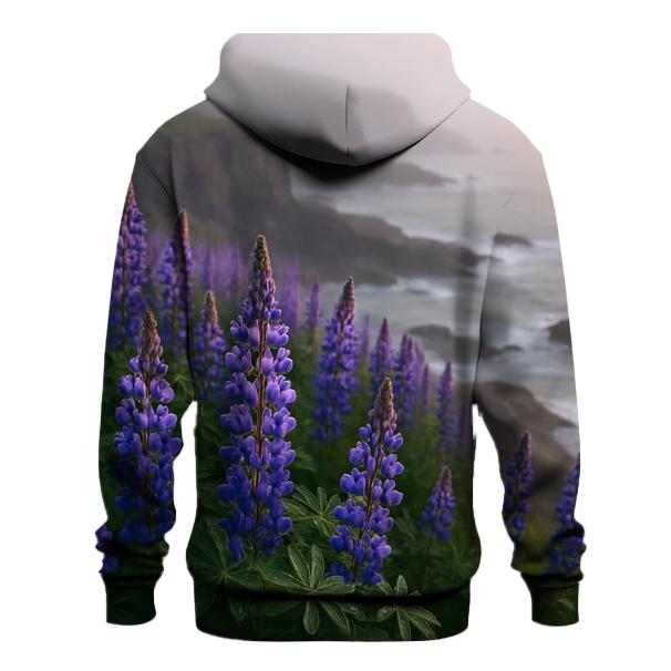 Wild Lupines Along Foggy Coastline premium hoodies