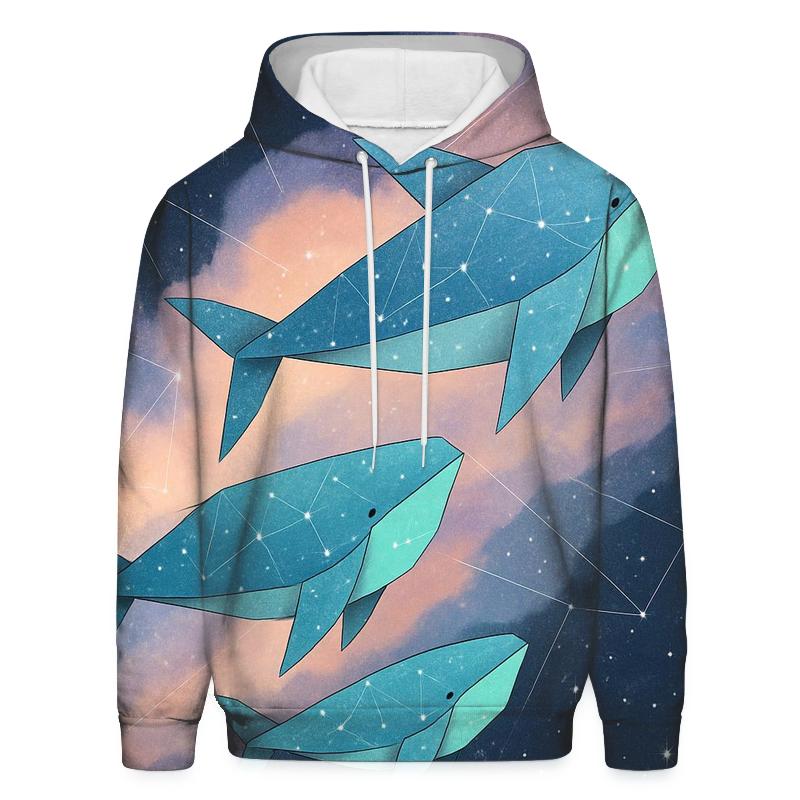Cosmic Origami Whales pullover hoodies