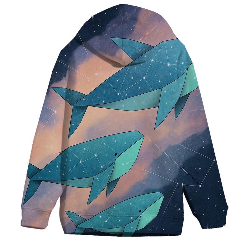 Cosmic Origami Whales pullover hoodies