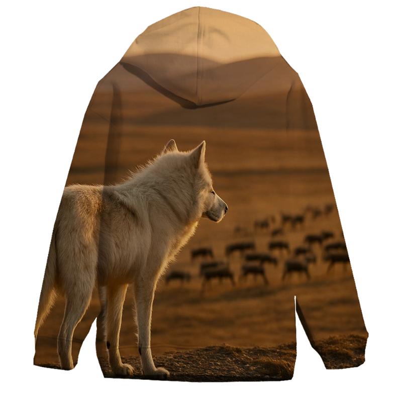 Tundra Wolf On Caribou Migration Ridge premium hoodies